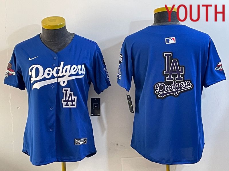 Youth Los Angeles Dodgers Blank Blue Game 2024 Nike MLB Jersey style 12052->youth mlb jersey->Youth Jersey